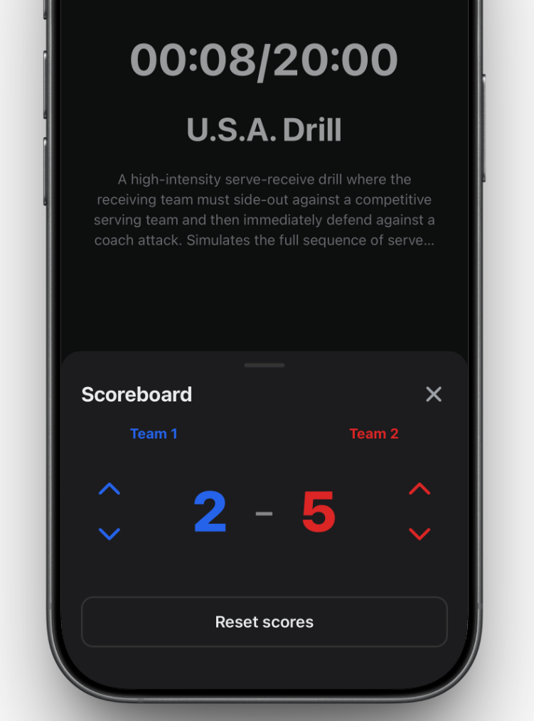 SoloCoach live practice run with active timer